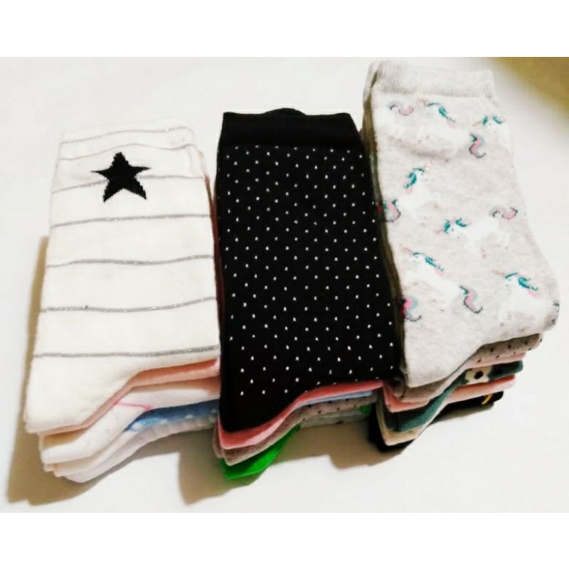 KAOS KAKI PANJANG WANITA REMAJA MOTIF (6 PASANG)RANDOM