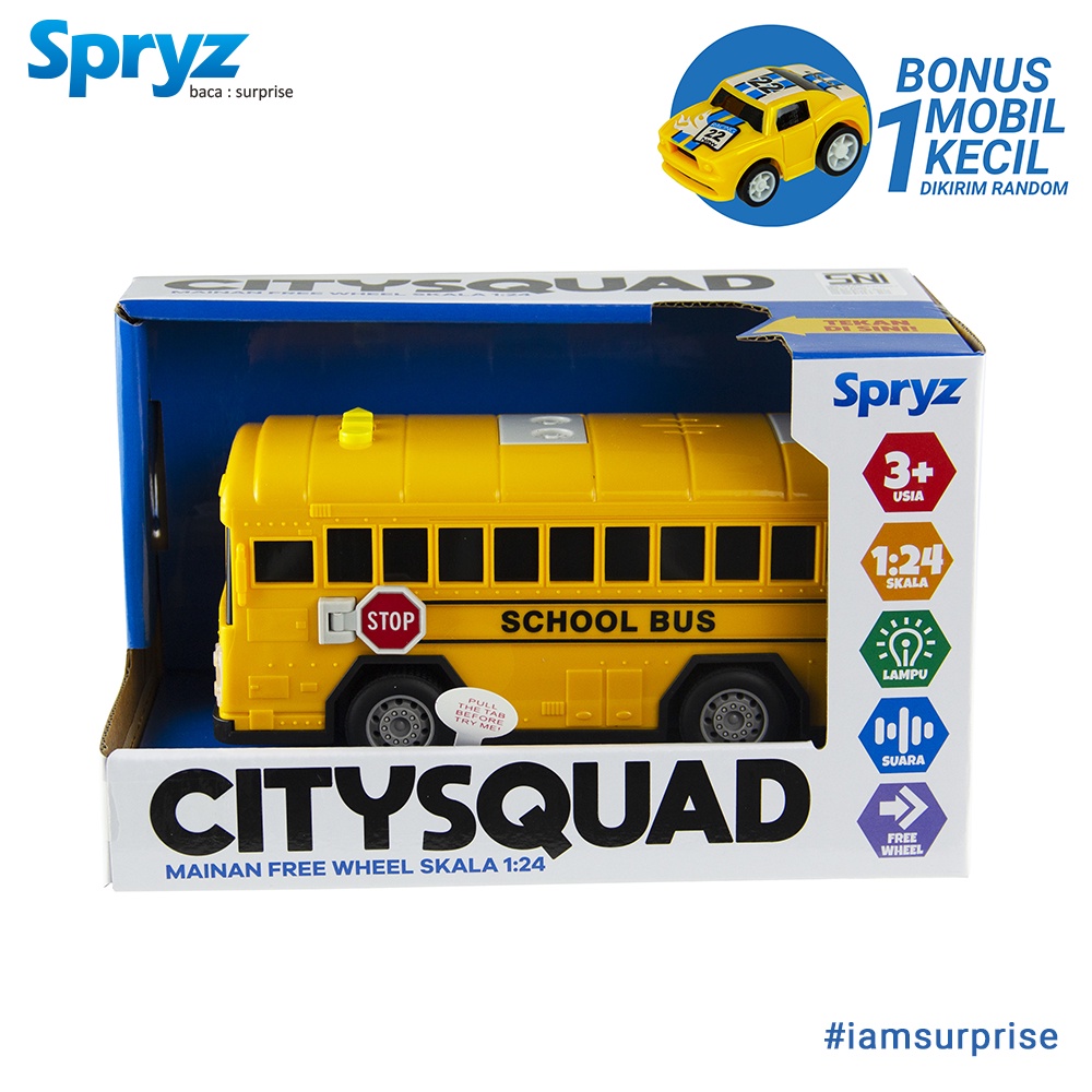 Spryz Citysquad BARU 1:24 Mobil Ambulan-Pemadam-Polisi-SWAT-Bis Sekolah-Bis Kota-Helikopter