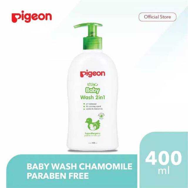 Pigeon Baby Wash 2In1 Chamomile 400Ml Pump / sabun shampo bayi - Paraben Free