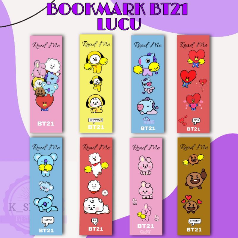 Jual [ready] Pembatas Buku Bookmark Kpop Bt21 Bts Tata Cooky Chimmy