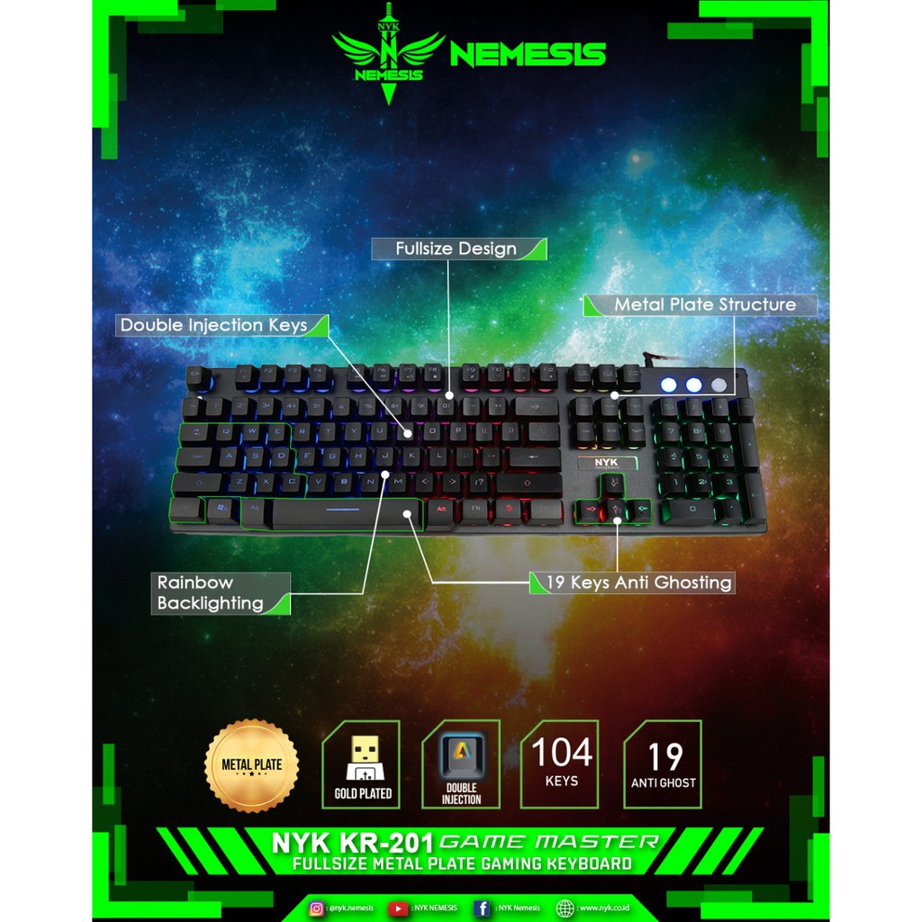 NYK KR-201 Game Master / NYK KR201 / NYK KR 201 Gaming Keyboard