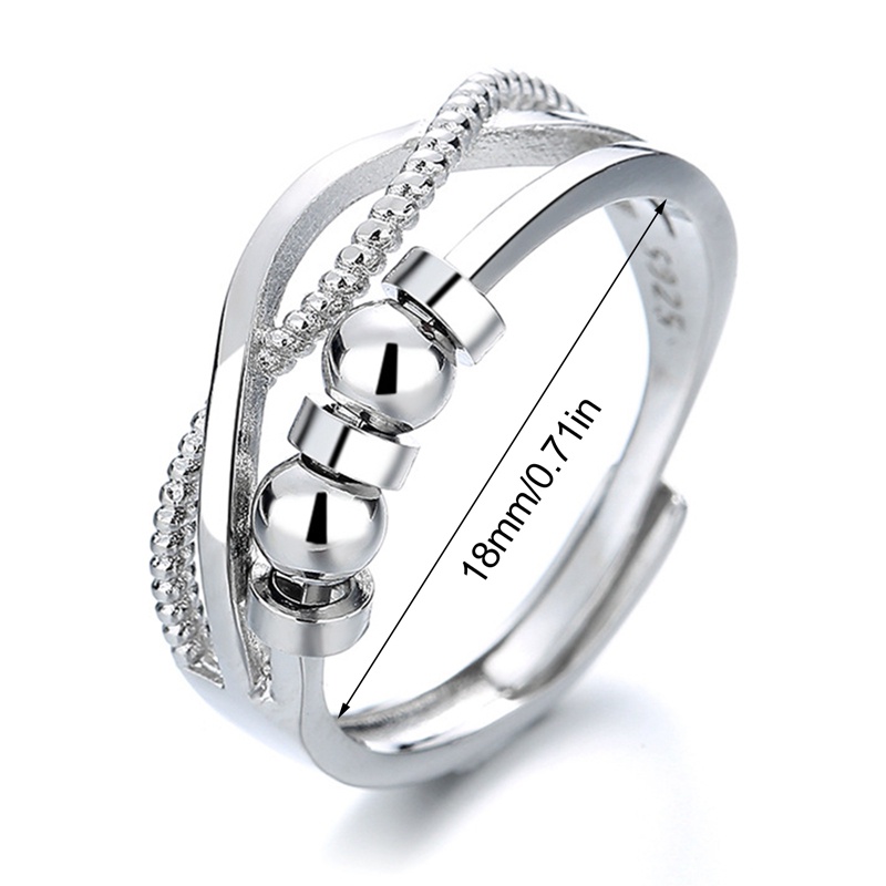 Cincin Fidget Spinner Adjustable Bahan Sterling Silver 925 Gaya Retro Untuk Wanita