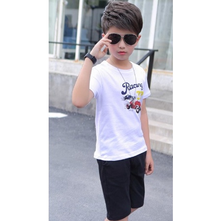 Promo !! Setelan baju anak cowok  - setelan racing seventy seven import uk   4-5thn (putih)