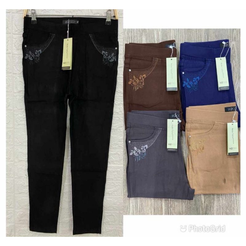 Celana Merk saya/ celana setrech import / celan merk w2000 / celana  wanita merk SAYA / celana panja