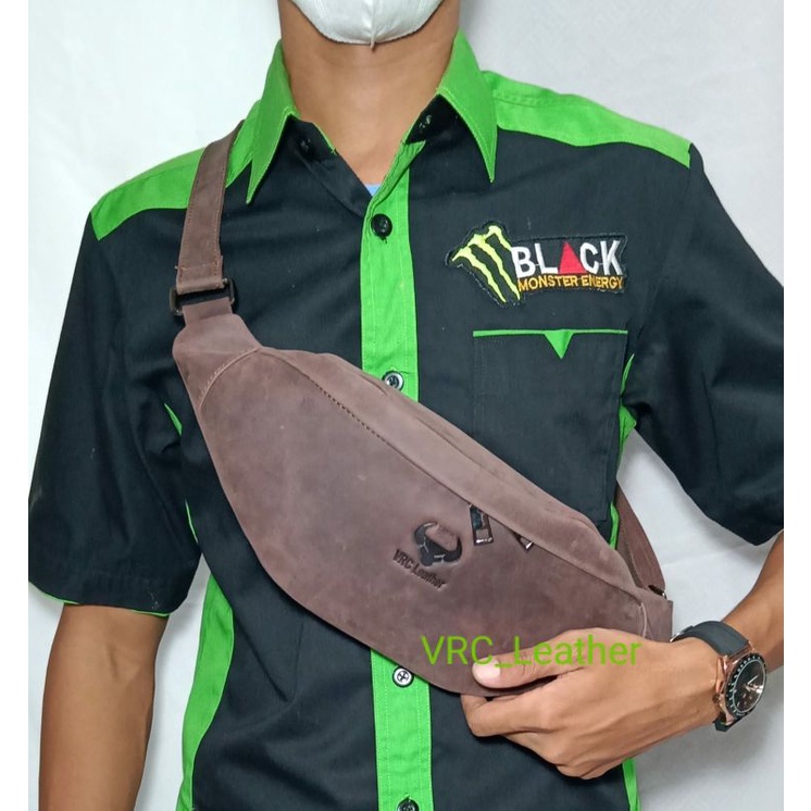 Tas Waistbag VRC_Leather Tali Full Kulit Sapi Asli Crazy Horse