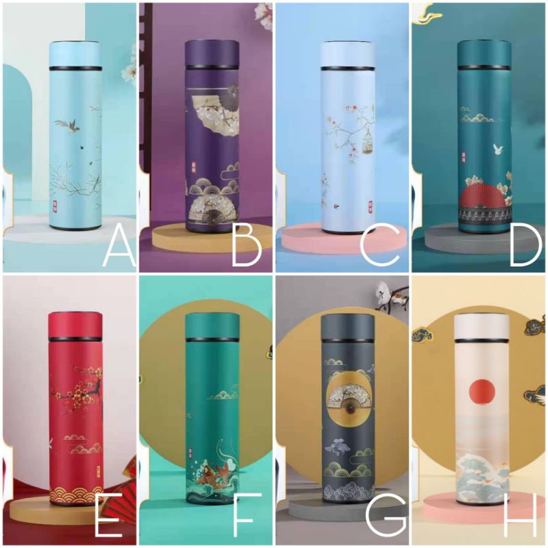 Tumbler Suhu LED Motif Termos Botol Minum Temperatur 500ml Stainless