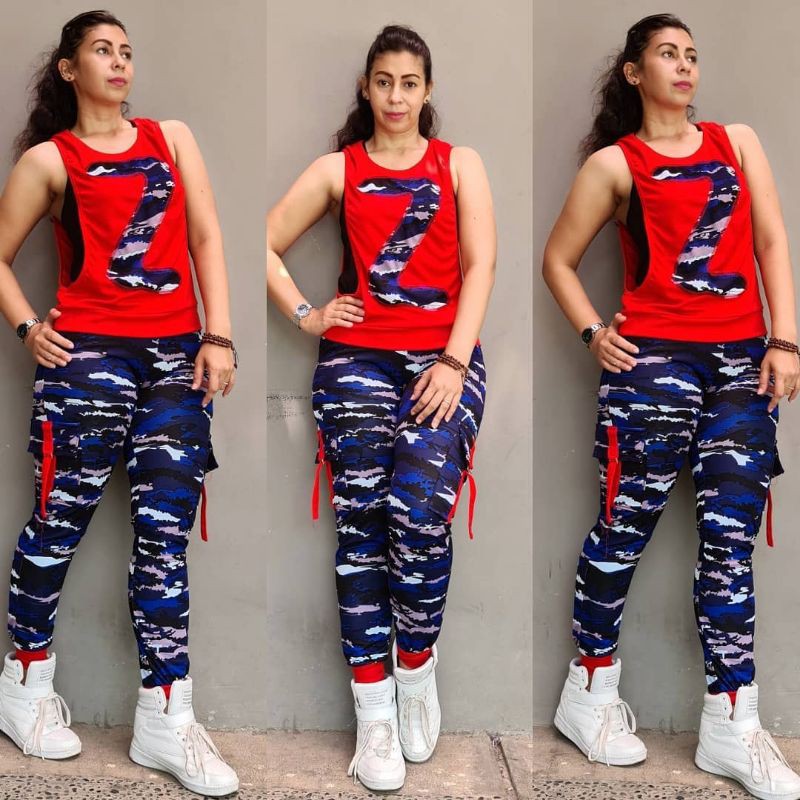 setelan senam zumba army