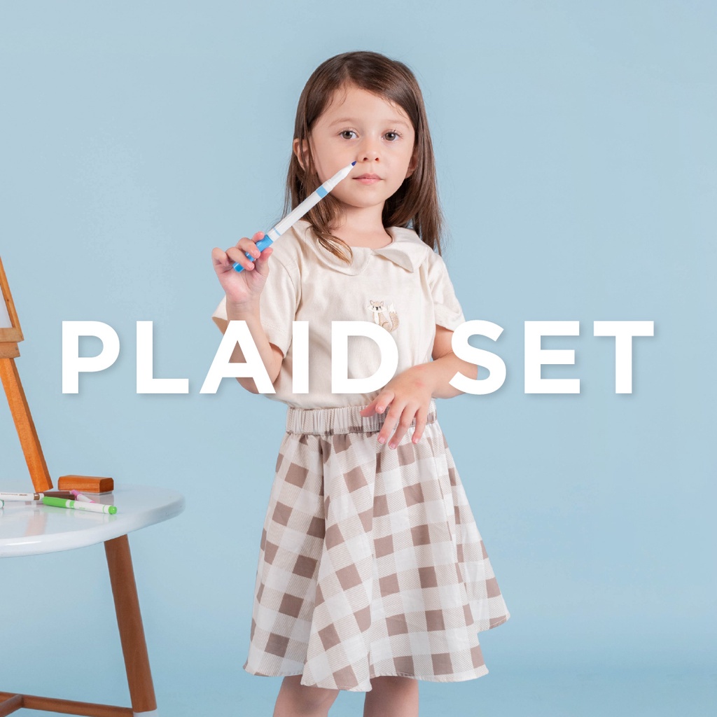 LPH22 LITTLE PALMERHAUS SETELAN ROK PLAID SET