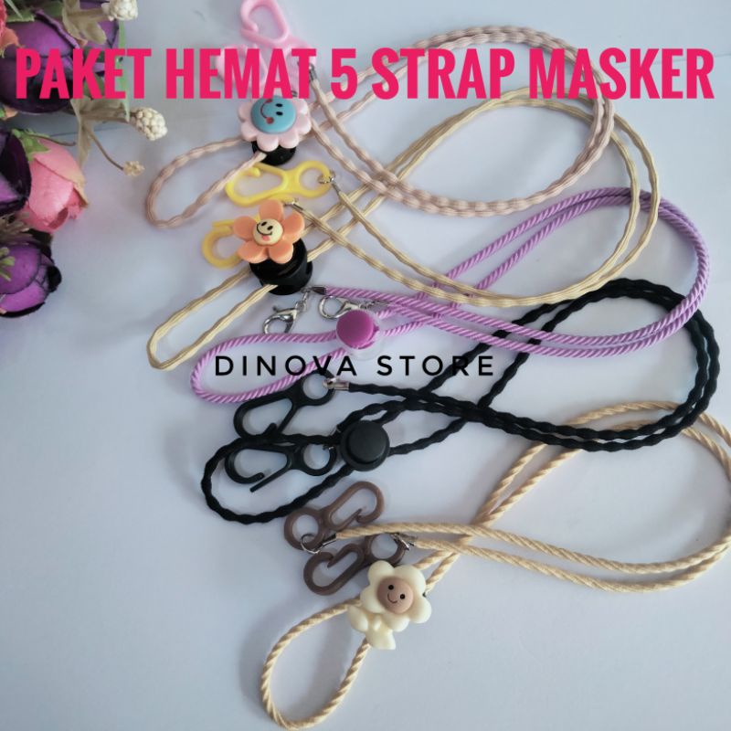 PAKET HEMAT 5 strap masker/strap masker/strap masker hijab/tali masker/dinova store