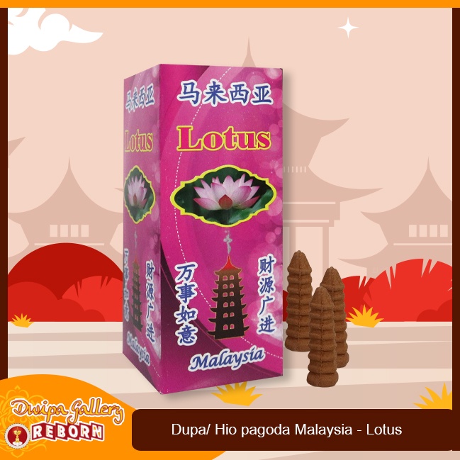 Dupa Hio Buhur Kerucut Cone Pagoda Malaysia - Lotus 50pcs