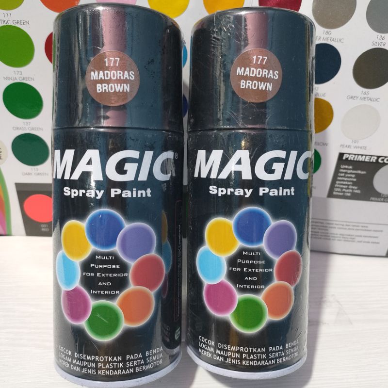 Magic Spray Paint Pilox Pilok Magic MADORAS BROWN COKLAT 177 300cc Cat Semprot Serbaguna Magic Ukuran Besar 300 cc