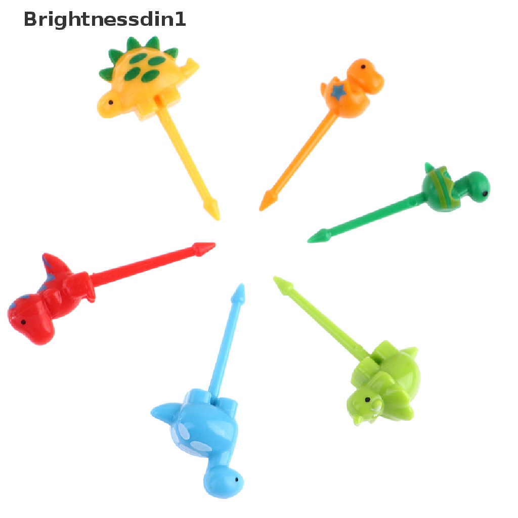 6 Pcs / set Garpu Buah Mini Desain Kartun Hewan Dinosaurus Untuk Anak