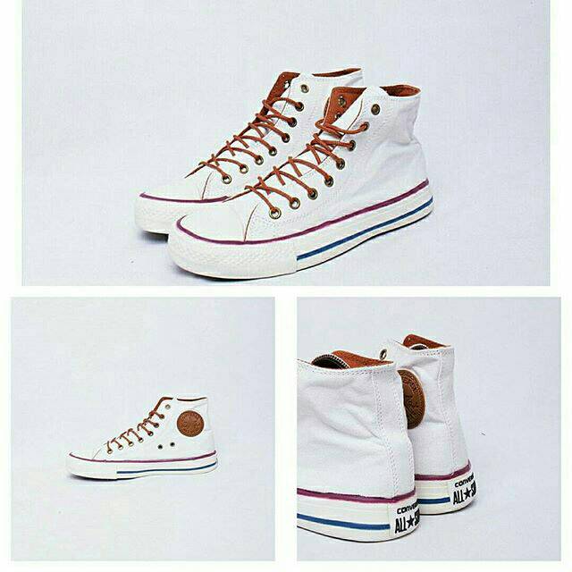 Sepatu Converse Classic Premium High Tinggi Fullwhite Putih Sneakers Kets Cewek Cowok Sekolah