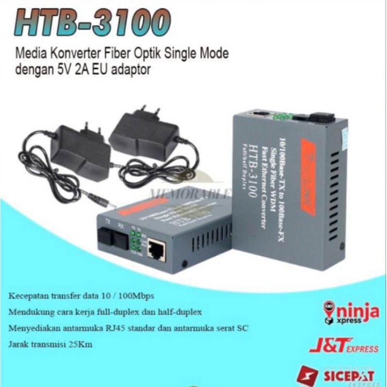 NETLINK/ETHERLINK OPTICAL MEDIA CONVERTER HTB-3100 (A/B) 25KM - Konverter FO