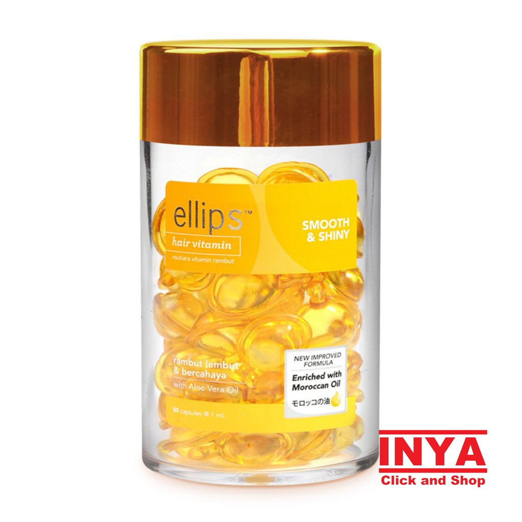 Vitamin Rambut ELLIPS HAIR VITAMIN - SMOOTH &amp; SHINY 50X1ml - KUNING