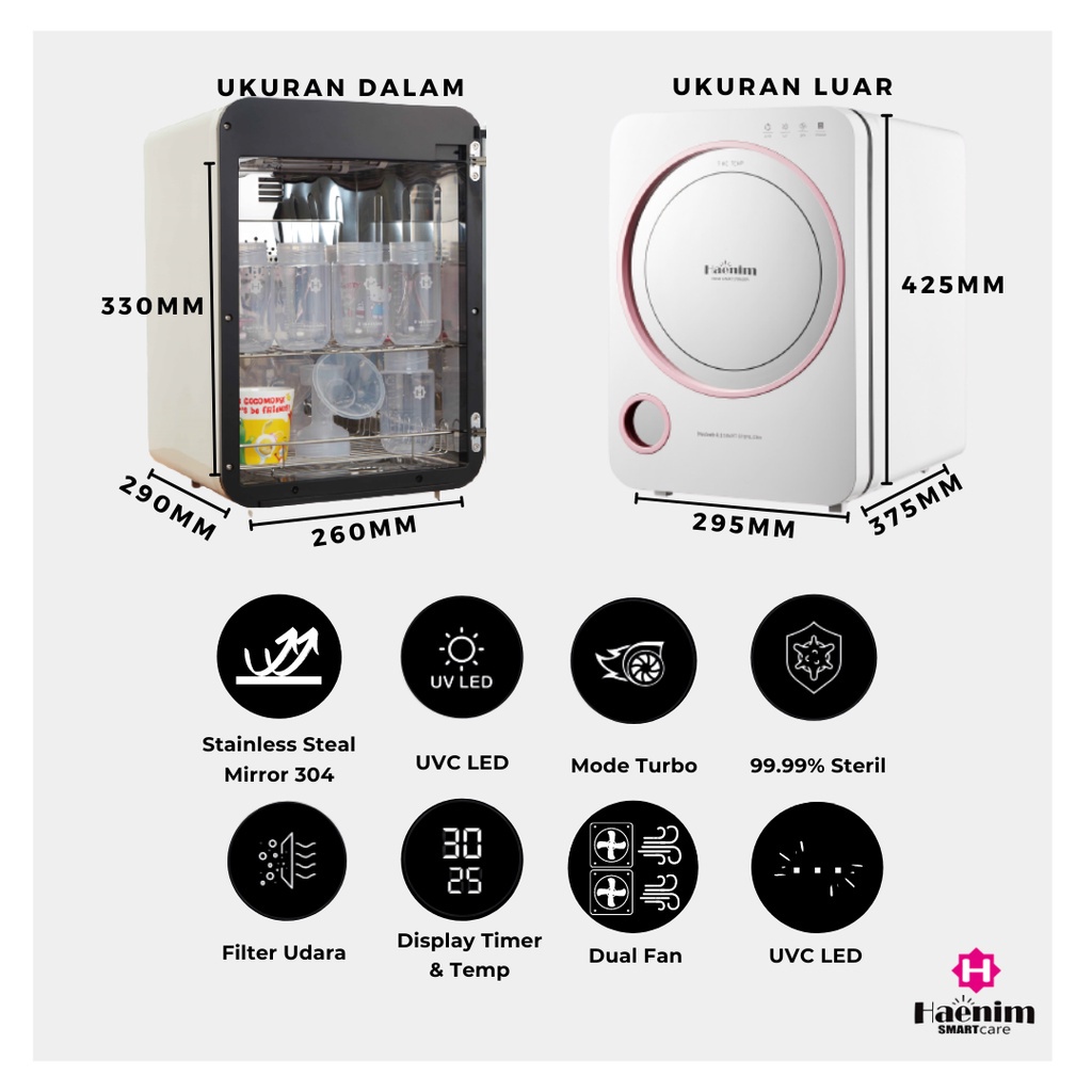 Haenim UVC LED 3G+ Smart View - Electric Sterilizer - Steriliser Botol dan Peralatan Makan Mainan Anak Bayi