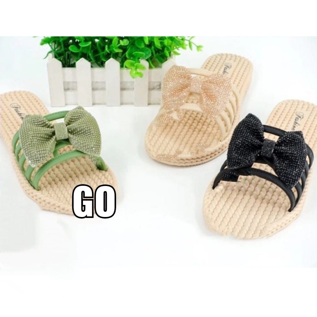 sogo Import TALI 4 PITA BLING-BLING Sandal Wanita Murah Slip Casual Teplek Sendal Cewek Flat