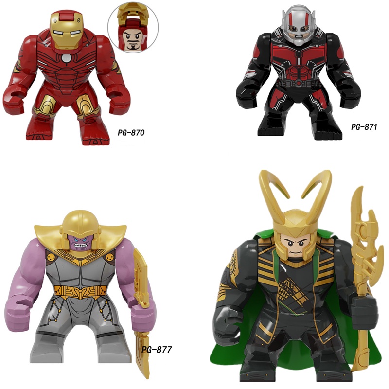 1pc Mainan Balok Bangunan Konstruksi Model Marvel Avengers Thanos Hulk Iron Man Untuk Hadiah Anak Laki-Laki