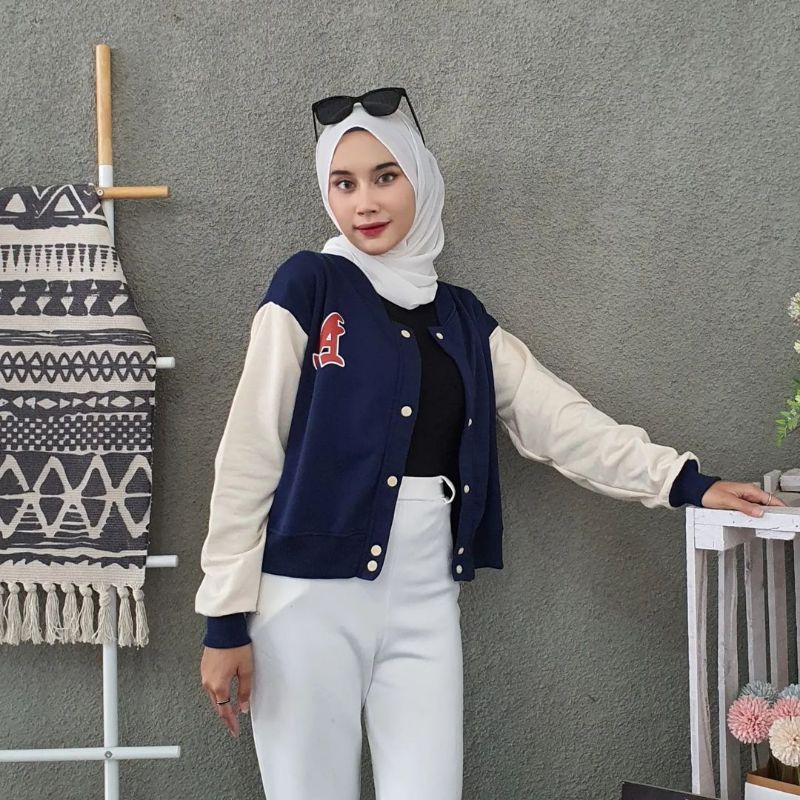 Jaket Wanita Crop | A Baseball jacket varsity | Jaket Bomber Crop | A Baseball