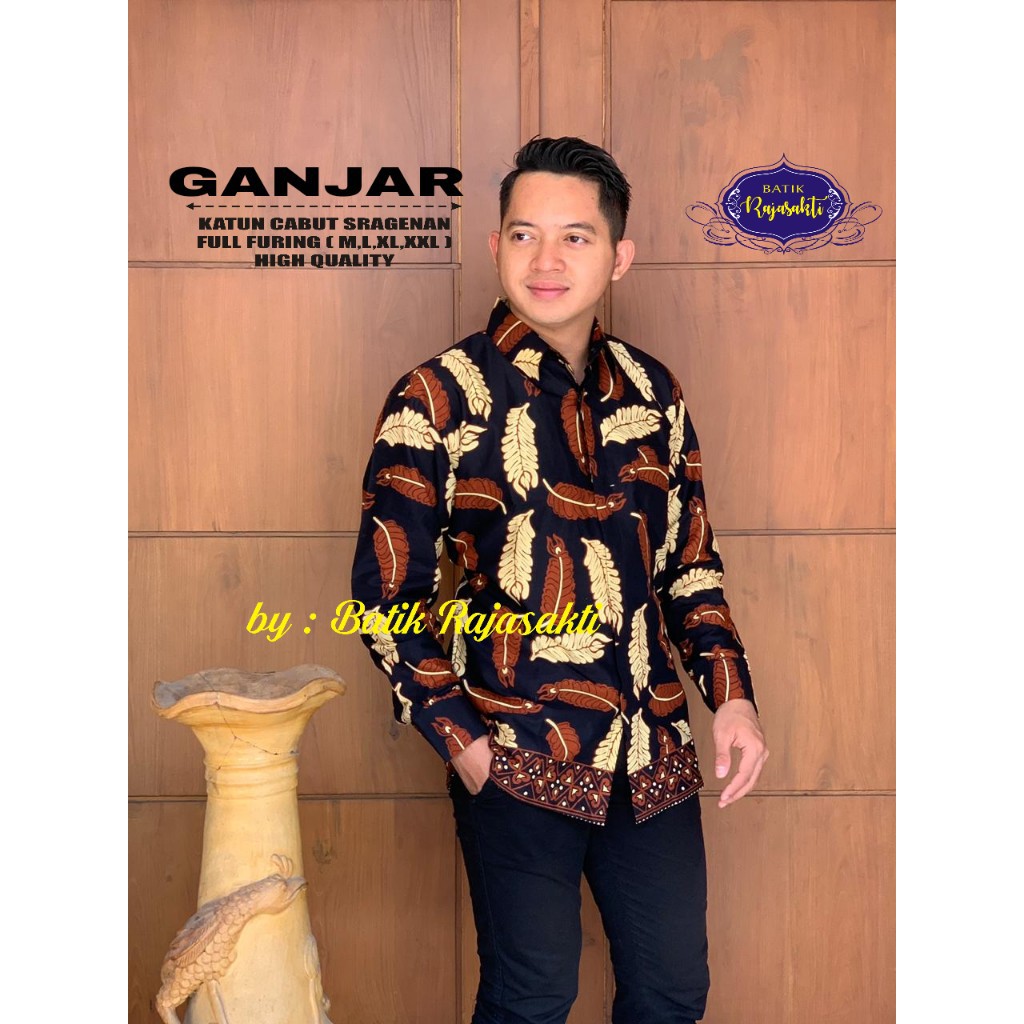 GANJAR PRANOWO Kemeja Batik Pria Katun Sragenan Full Furing