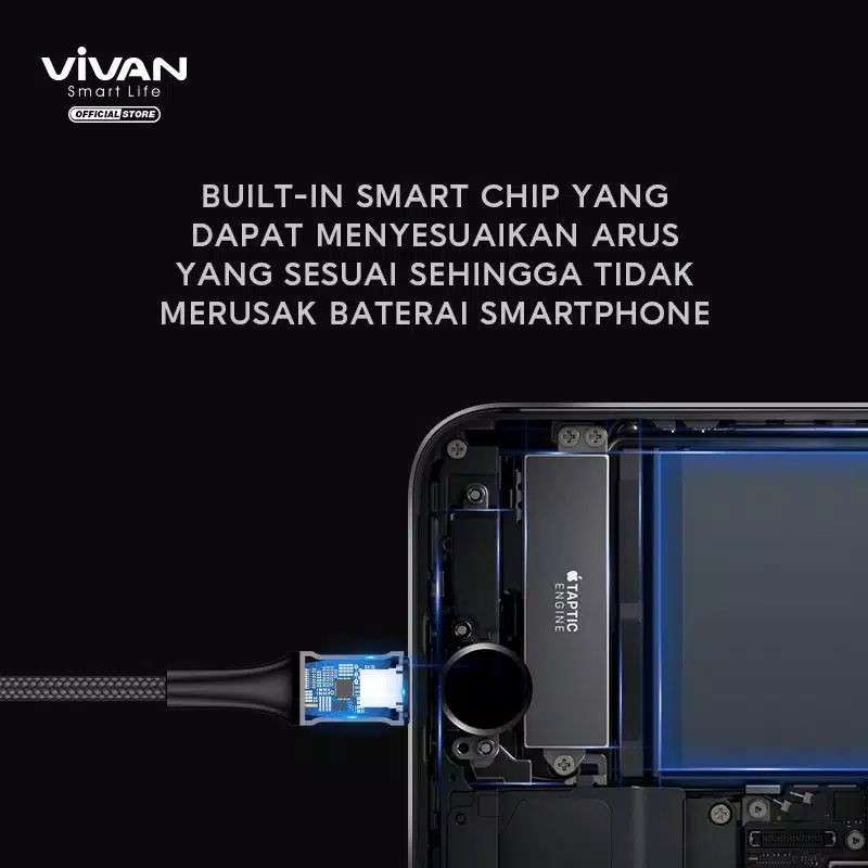 ORI VIVAN VDL100 KABEL DATA LIGHTNING 2.4A FOR IPHONE 7/8/X (by 88)