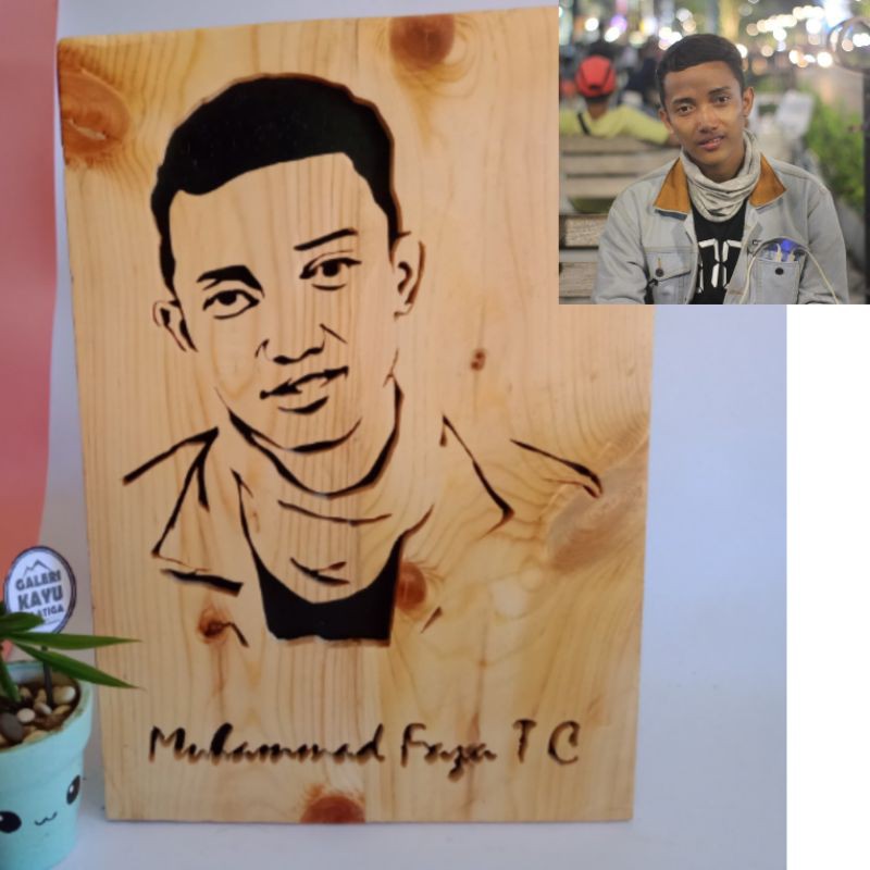 sketsa wajah kayu custom