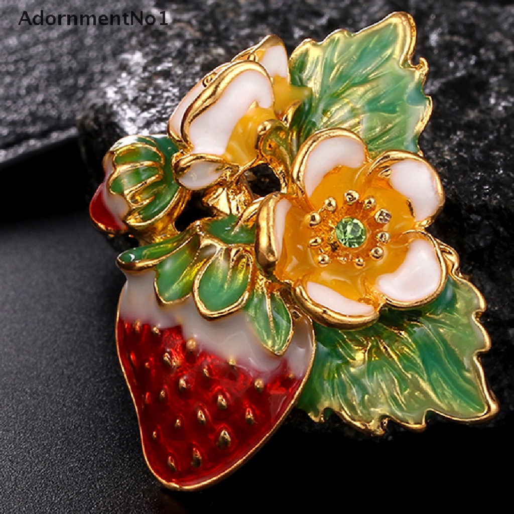 (AdornmentNo1) Bros Pin Enamel Bentuk Buah Strawberry Untuk Aksesoris Pakaian