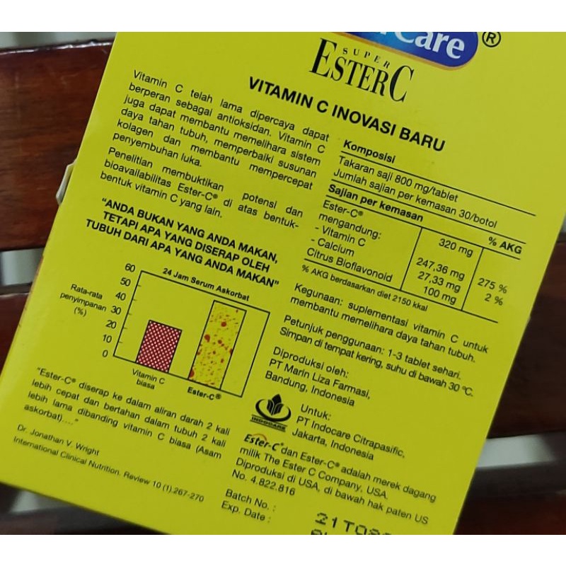 ESTER C HOLISTI CARE ISI 30 TABLET / 500 MG / 1000 MG / TIDAK ASAM DILAMBUNG / IMUN / KALSIUM