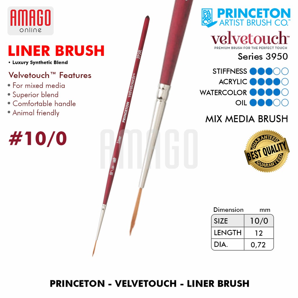 

Brush PRINCETON - Velvetouch - Liner 10/0 - Short Handle - Synthetic - P3950L100