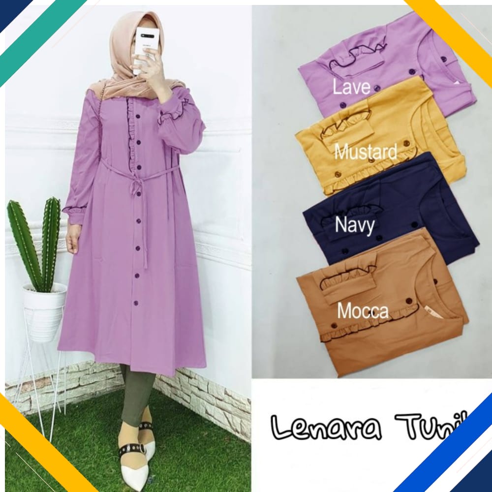 Lenara Tunik Lavender Kekinian Gamis 0152 Premium UCL Baju Gamis Wanita Terbaru