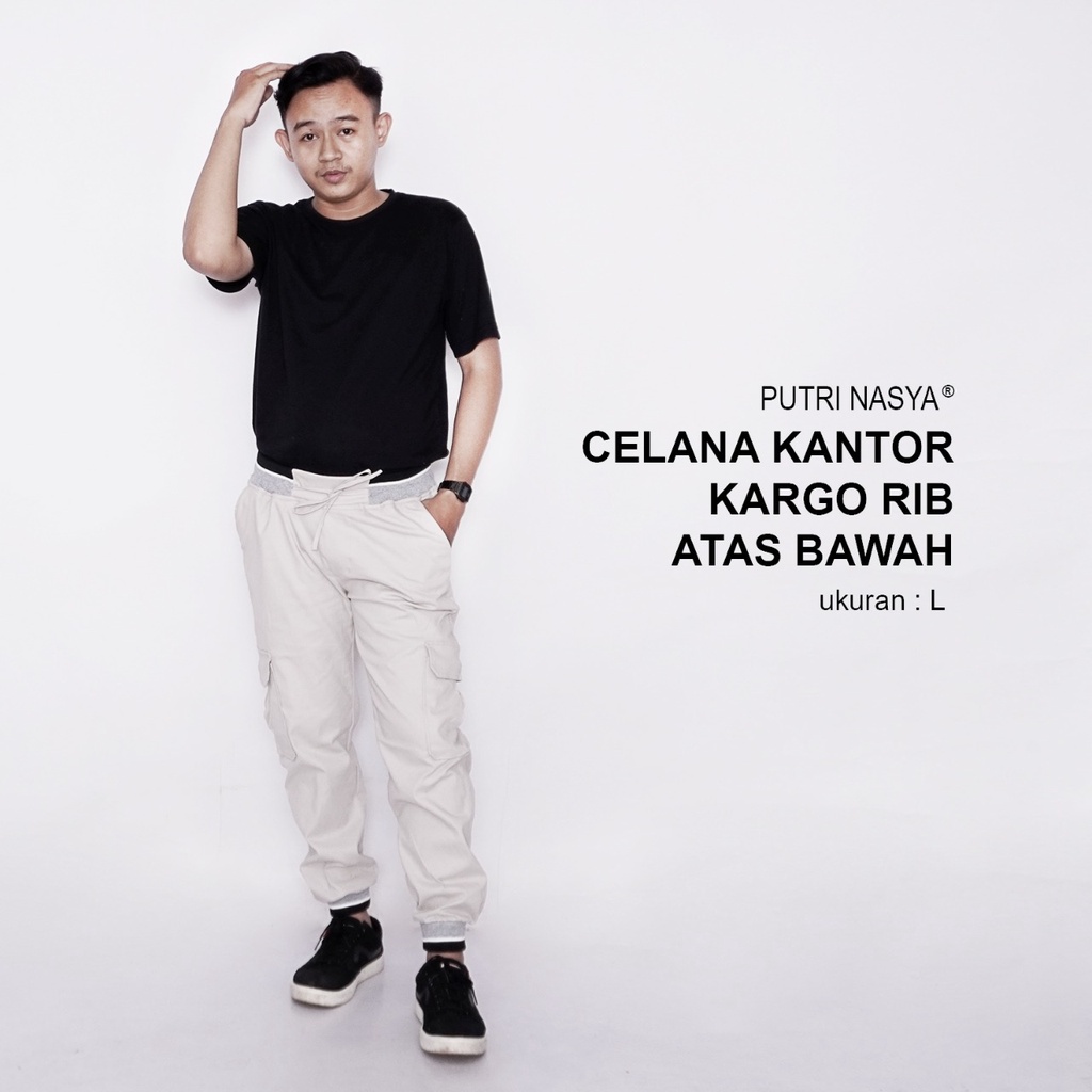 Celana Kerja Big Size Kargo Kantor Pria / Celana Jumbo Formal Kantor Bahan Katun / Celana Chino Jumbo Seragam Moca Capucino Cream Hitam Abu Navy Army Dark Brown / Celana Model Terbaru Bigsize S-M-L-XL-2L-3L Kekinian Trendy Kombinasi Big Keren