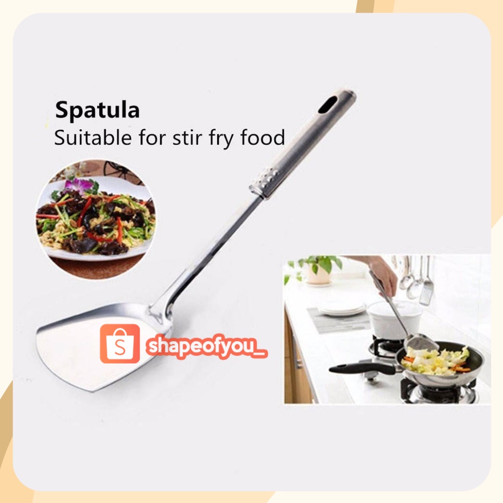 Spatula Set Masak Isi 4Pcs Sutil Stainless Steel Spatula Dapur Korea Premium Serbaguna