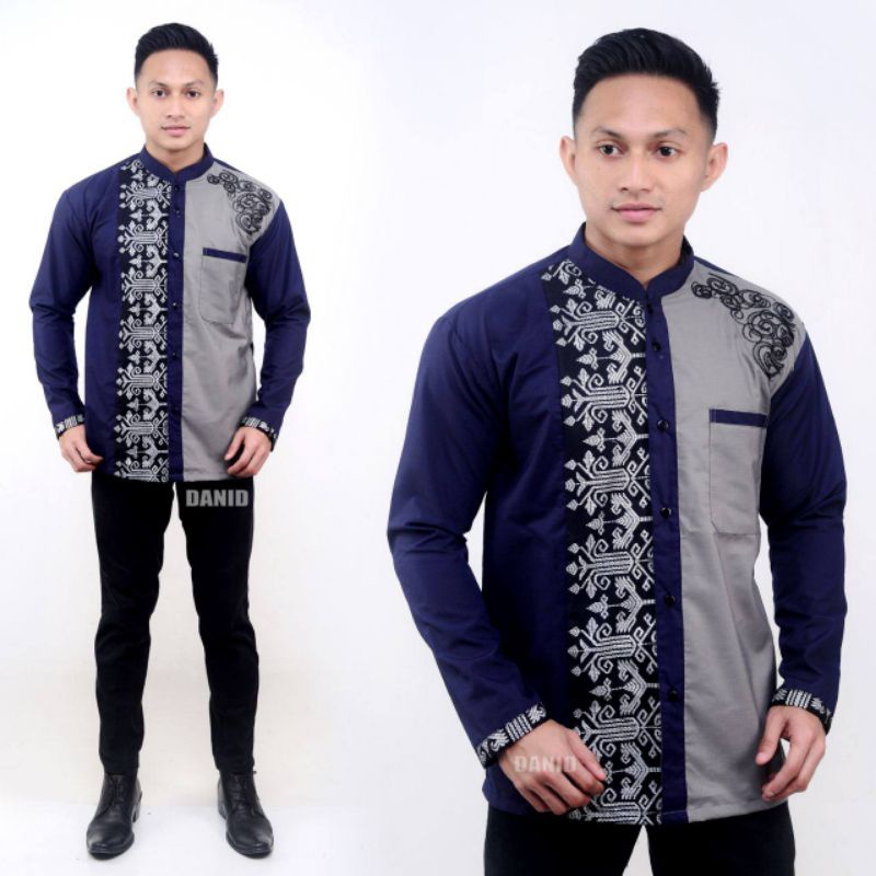 Koko Bordir Batik Kombinasi Fashion Muslim Kombinasi C07 Al Haramain Hijau M/L/XL Dewasa