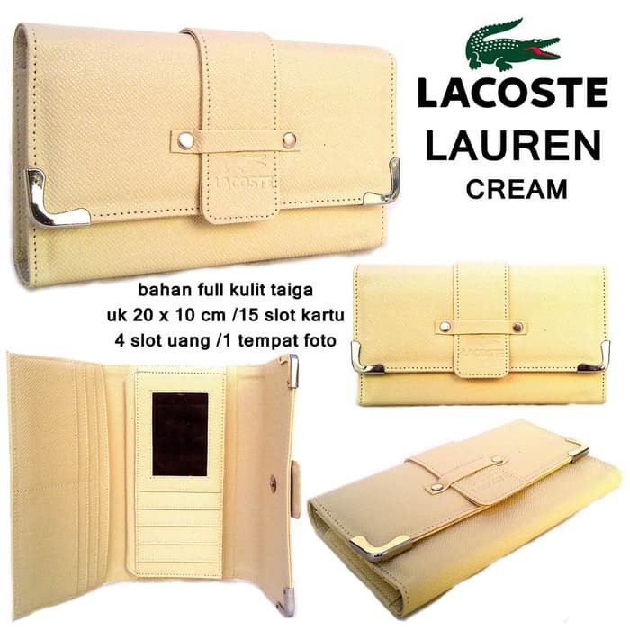 SALE DOMPET WANITA MURAH LACOSTE LAUREN FULL KULIT SERAT KW SUPER HARGA GROSIR CREAM