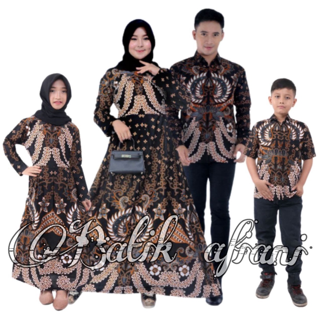 Batik Couple Keluarga, Baju Kondangan Sania Ruffle Ori Ndoro Jowi Dnt Motif Gurita Putih KW