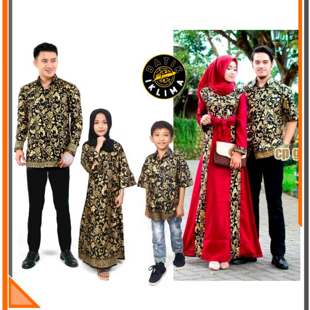 BATIK COUPLE KELUARGA MODERN Gamis batik Bakung Kombinasi Sarimbit Keluarga TERBARU