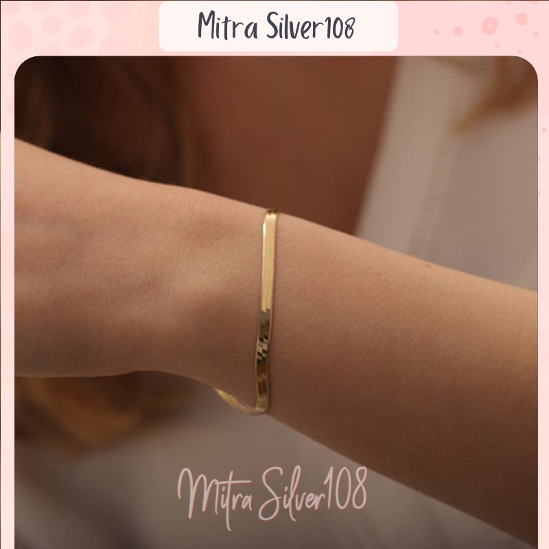 [MS108] GL 05 - Gelang impor model gepeng untuk wanita dan pria | Gelang Korea warna silver dan emas