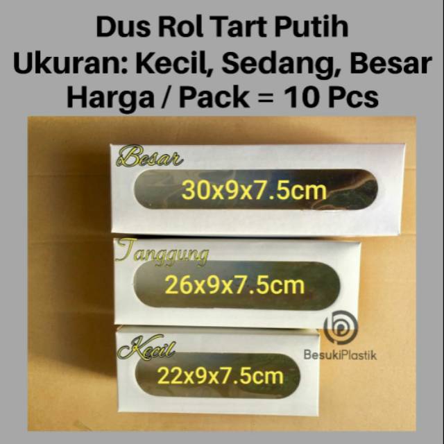 

Dus Rol Tart Putih / Dos Rol Tart Putih Polos / Kardus Rol Tart / Kotak Kue Rol