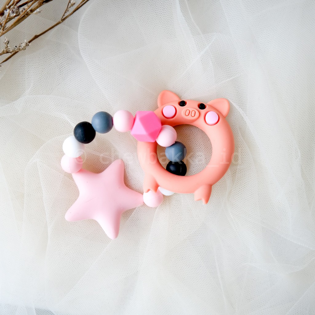 TEETHER GIGITAN BAYI - BRACELET PIG