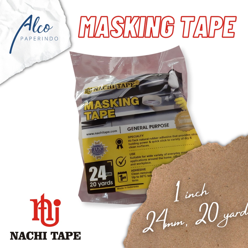 

masking tape solasi kertas NACHI 1 inch (24mm, 20 yard)