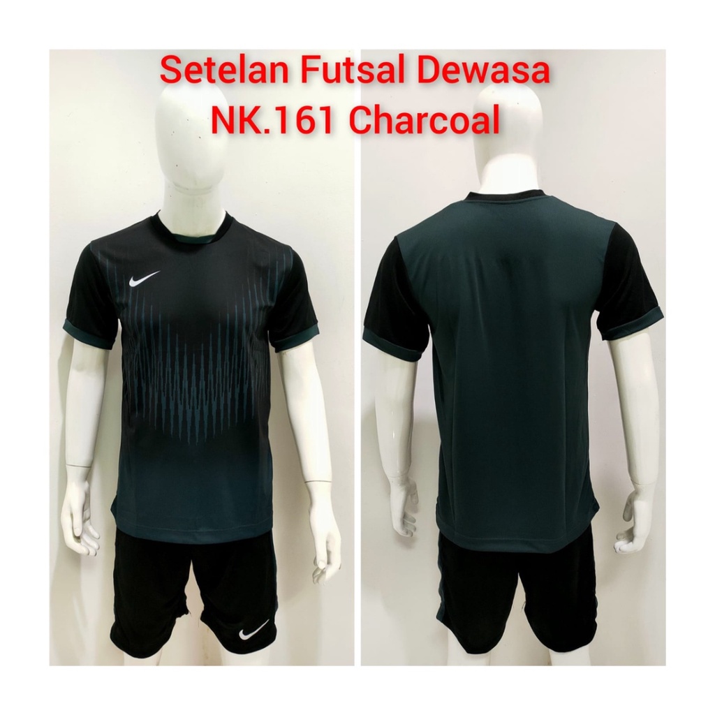 jersey futsal pria kaos sepak bola baju dan celana setelan wanita dewasa t-shirt outfit seragam jarsey kostum olahraga pakaian apparel print sport jersy soccer casual jersi suit NK161 charcoal