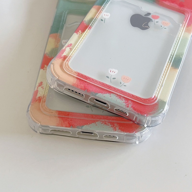 Soft Case Transparan Desain Bunga Kecil Warna-Warni Untuk iPhone 12 13 Pro Max 11 X XR XSMAX