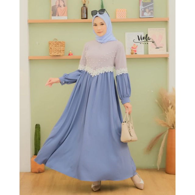 Gamis Viola Hijab Original Clarisa Dress Gamis Itycrepe Premium Bordir