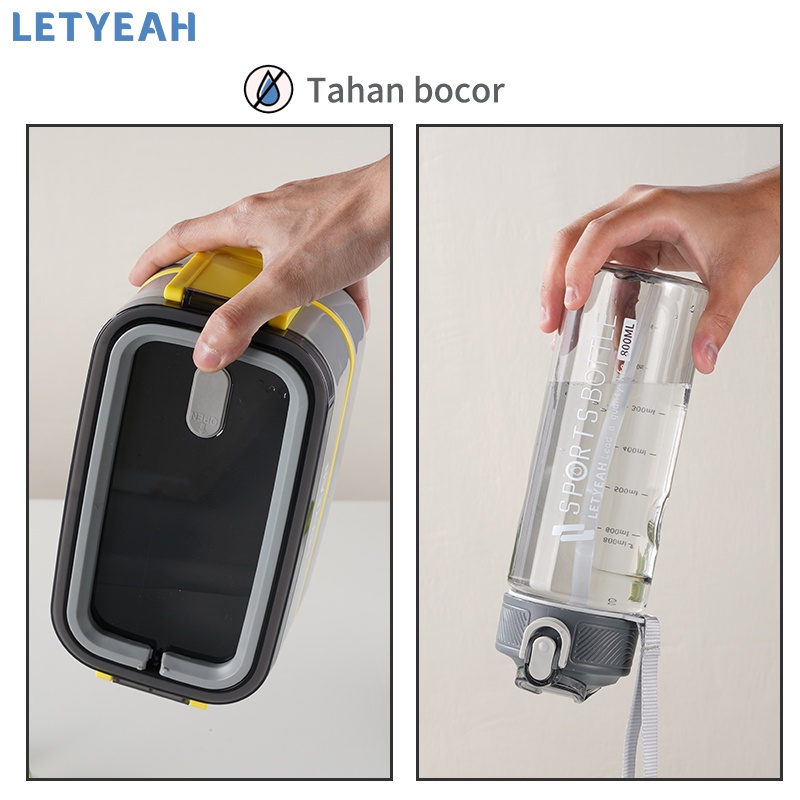 letyeah Kotak makan set dengan botol minum 800ml dan tas bekal /1600ml lunch box anti bocor/BPA free