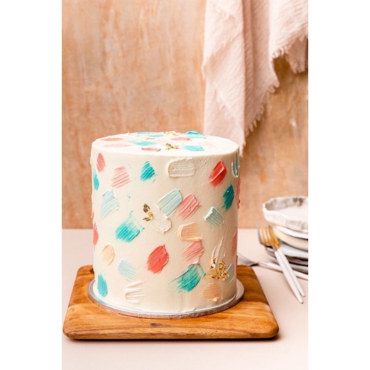 

Korean Style Buttercream Cake - Abstract Painted Cake - Kue Ulang Tahun Lukis Elegan- Kue Tart Bogor