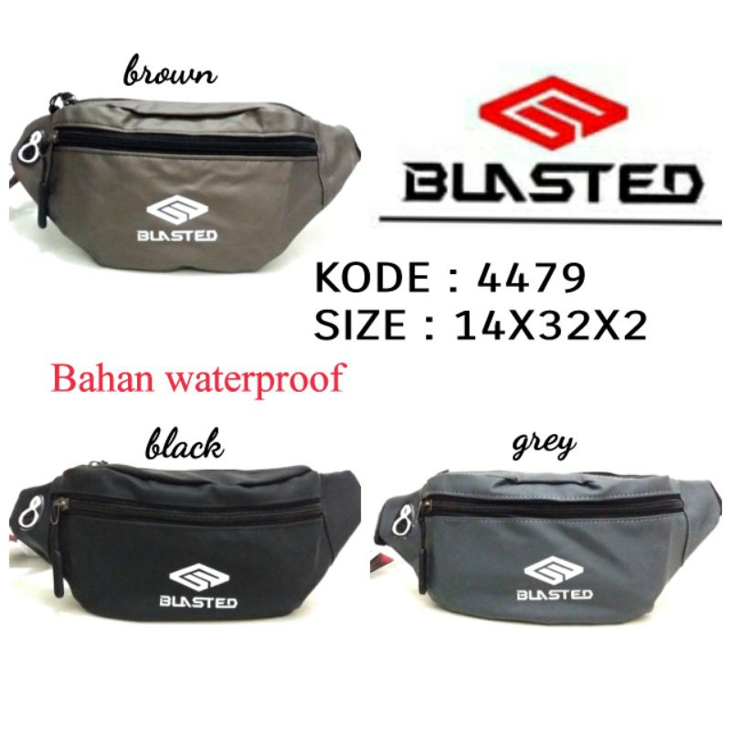 TAS PINGGANG BLASTED 4479 HARGA TERMURAH COWOK/PRIA/LAKILAKI 2WARNA HITAM ABU TERBARU BAHAN WATERPROOF