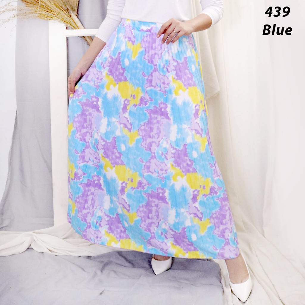 ROK PLISKET PRINTING 439 LUVALINE ROK PLISKET PANJANG PLEATED SKIRT FLARE SKIRT MAYUNG FLOWY REMPEL