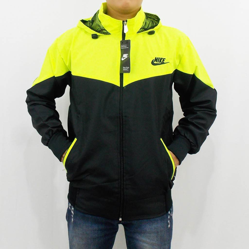 JAKET PARASUT NIKE KUNING STABILO HITAM - JAKET OLAH RAGA PRIA - JAKET WINDBREAKER - TRAINING PRIA 1