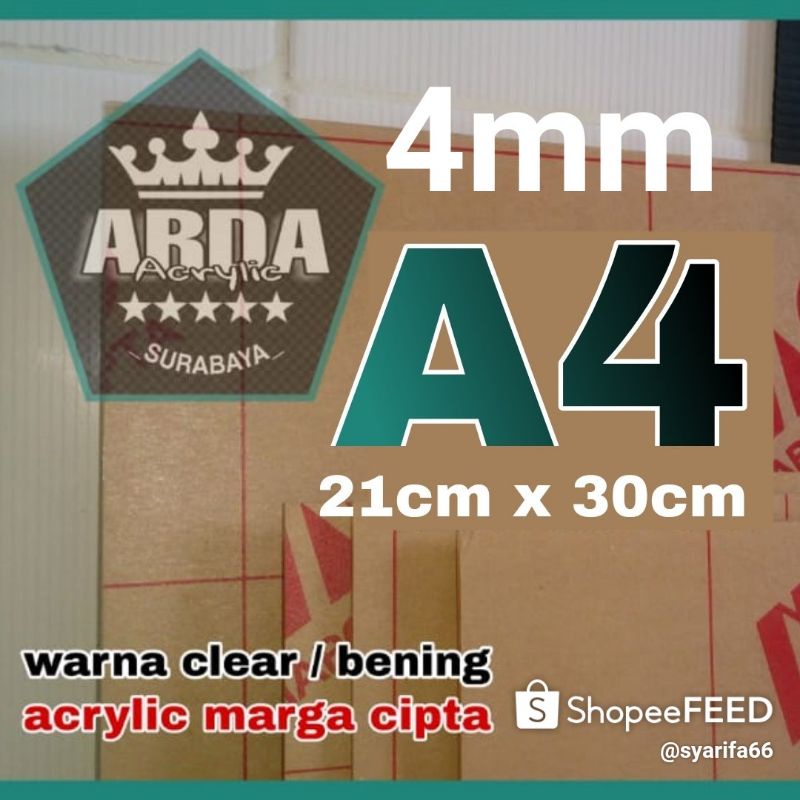 Akrilik 4mm bening A4 acrylic clear marga cipta lembaran  akrilik termurah