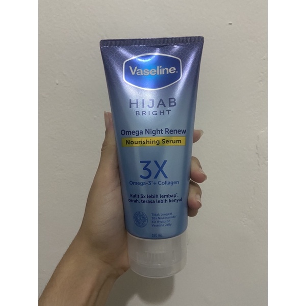 Vaseline Hijab Bright Omega Night Renew Nourishing Serum 180ml